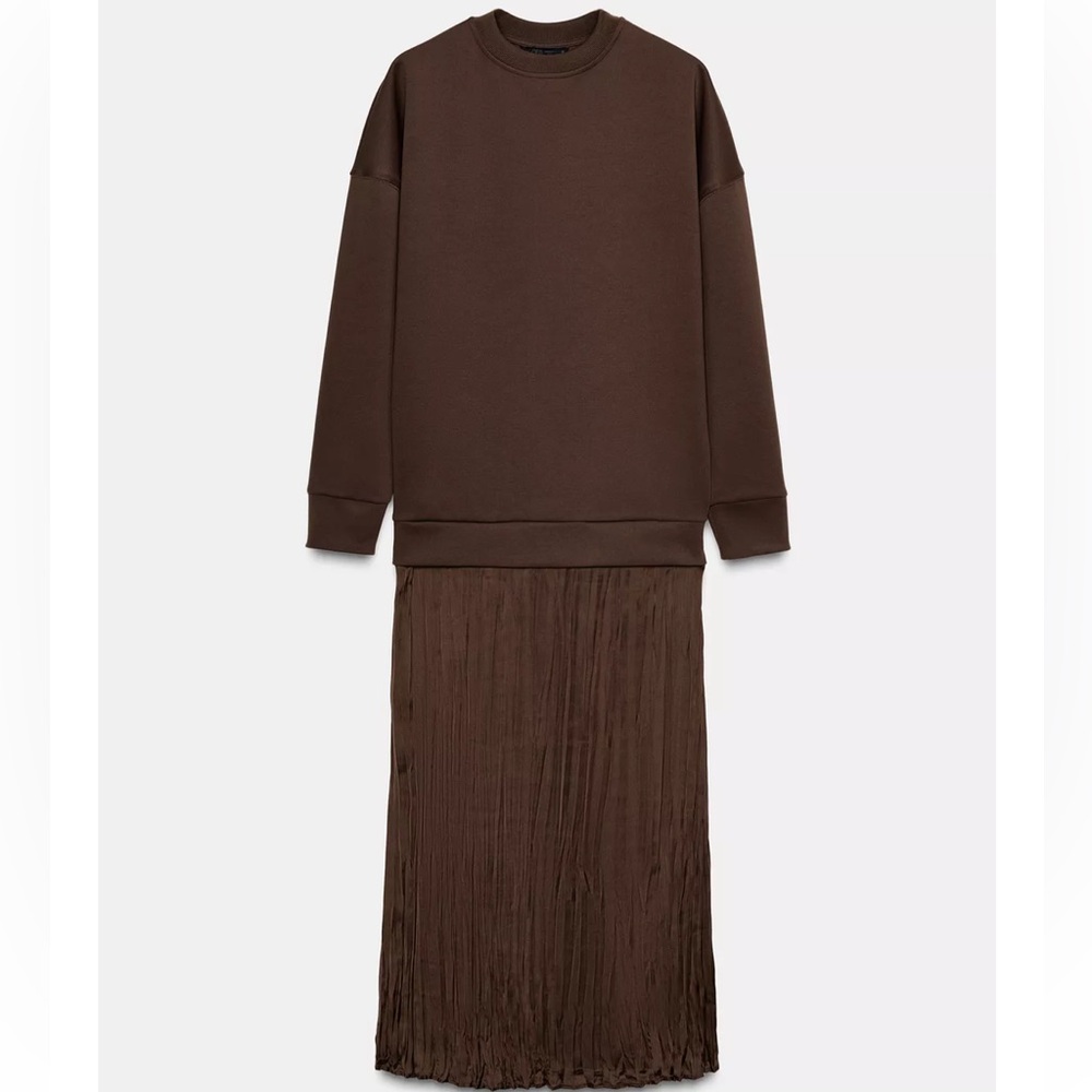 Zara Brown Long Sleeve Dress